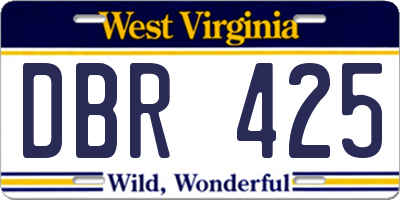 WV license plate DBR425