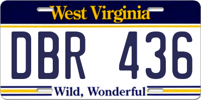 WV license plate DBR436
