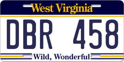 WV license plate DBR458