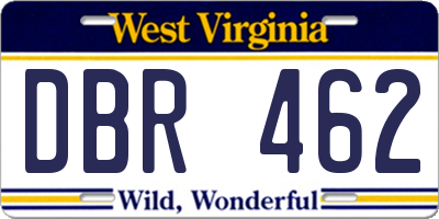 WV license plate DBR462