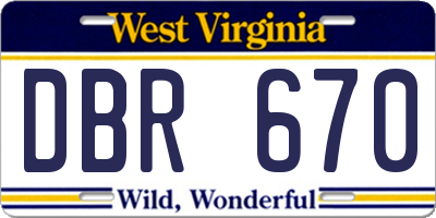 WV license plate DBR670