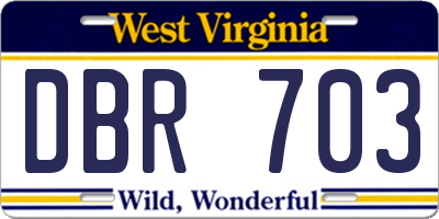 WV license plate DBR703