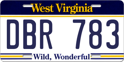 WV license plate DBR783