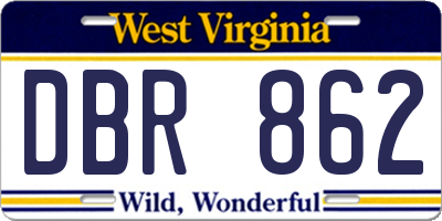 WV license plate DBR862