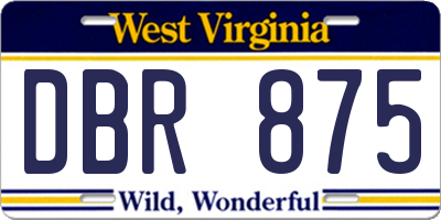 WV license plate DBR875