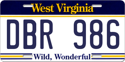 WV license plate DBR986