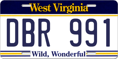 WV license plate DBR991