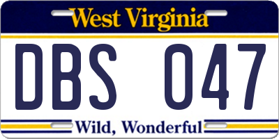 WV license plate DBS047