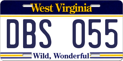 WV license plate DBS055