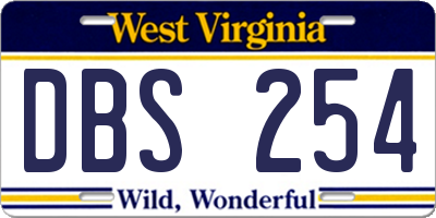 WV license plate DBS254