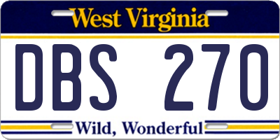 WV license plate DBS270