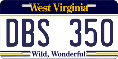 WV license plate DBS350