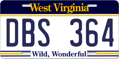 WV license plate DBS364