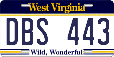 WV license plate DBS443