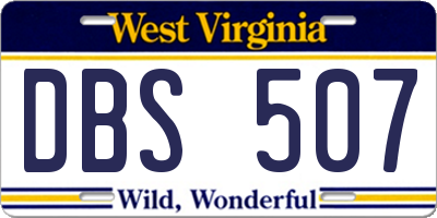 WV license plate DBS507
