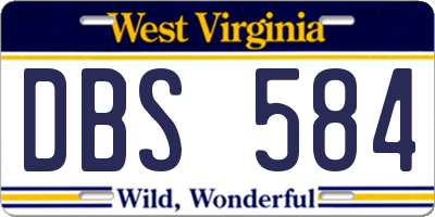 WV license plate DBS584