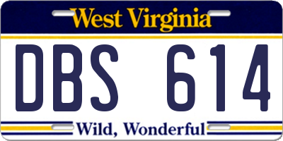 WV license plate DBS614
