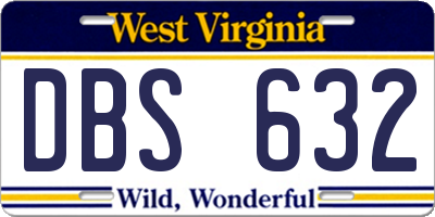 WV license plate DBS632