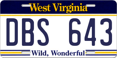 WV license plate DBS643