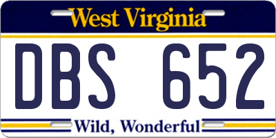 WV license plate DBS652