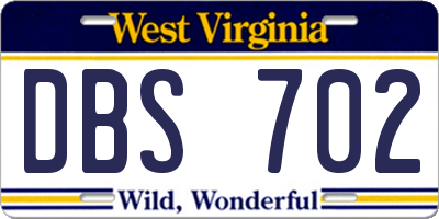 WV license plate DBS702