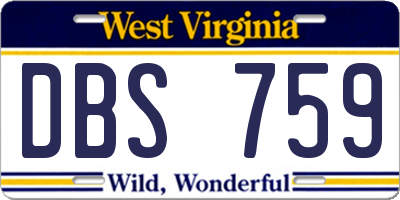 WV license plate DBS759