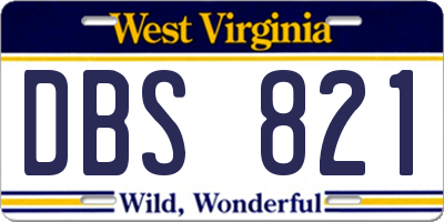 WV license plate DBS821