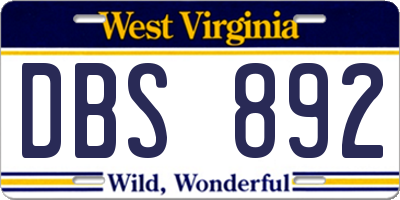 WV license plate DBS892