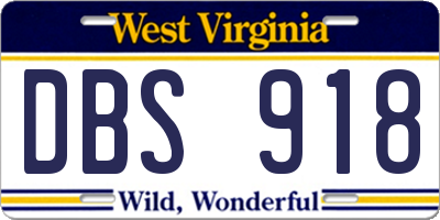 WV license plate DBS918