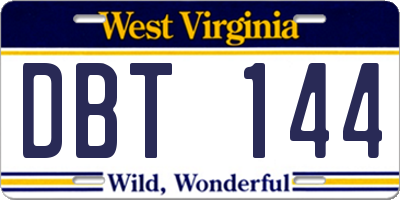 WV license plate DBT144