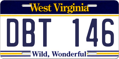 WV license plate DBT146