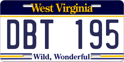 WV license plate DBT195