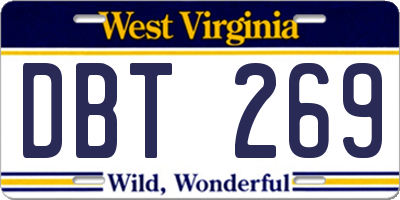 WV license plate DBT269