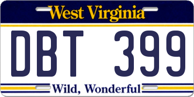 WV license plate DBT399