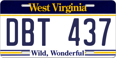 WV license plate DBT437