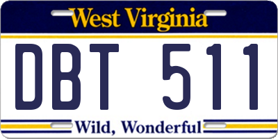 WV license plate DBT511