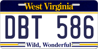 WV license plate DBT586