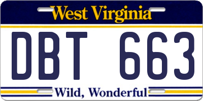 WV license plate DBT663