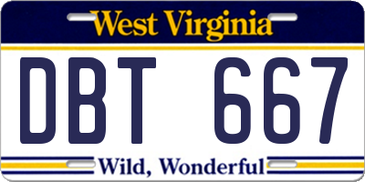 WV license plate DBT667