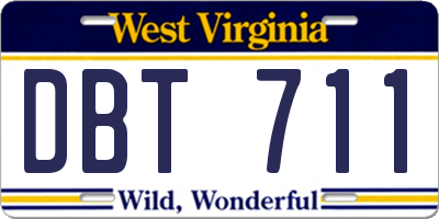 WV license plate DBT711