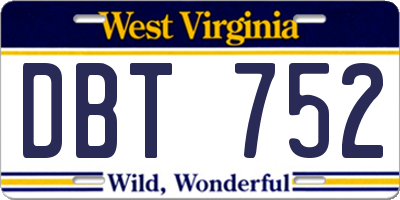 WV license plate DBT752