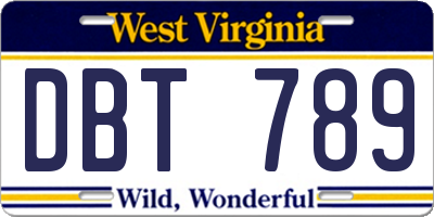 WV license plate DBT789