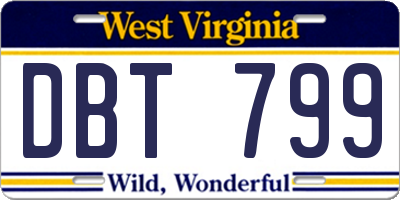 WV license plate DBT799