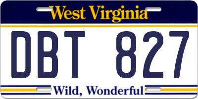 WV license plate DBT827