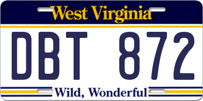 WV license plate DBT872