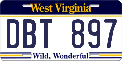 WV license plate DBT897