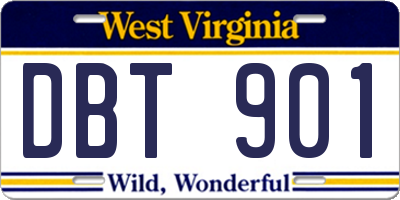 WV license plate DBT901