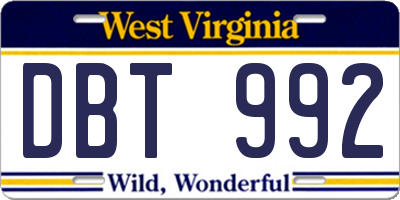 WV license plate DBT992