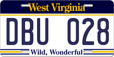 WV license plate DBU028