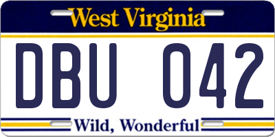 WV license plate DBU042